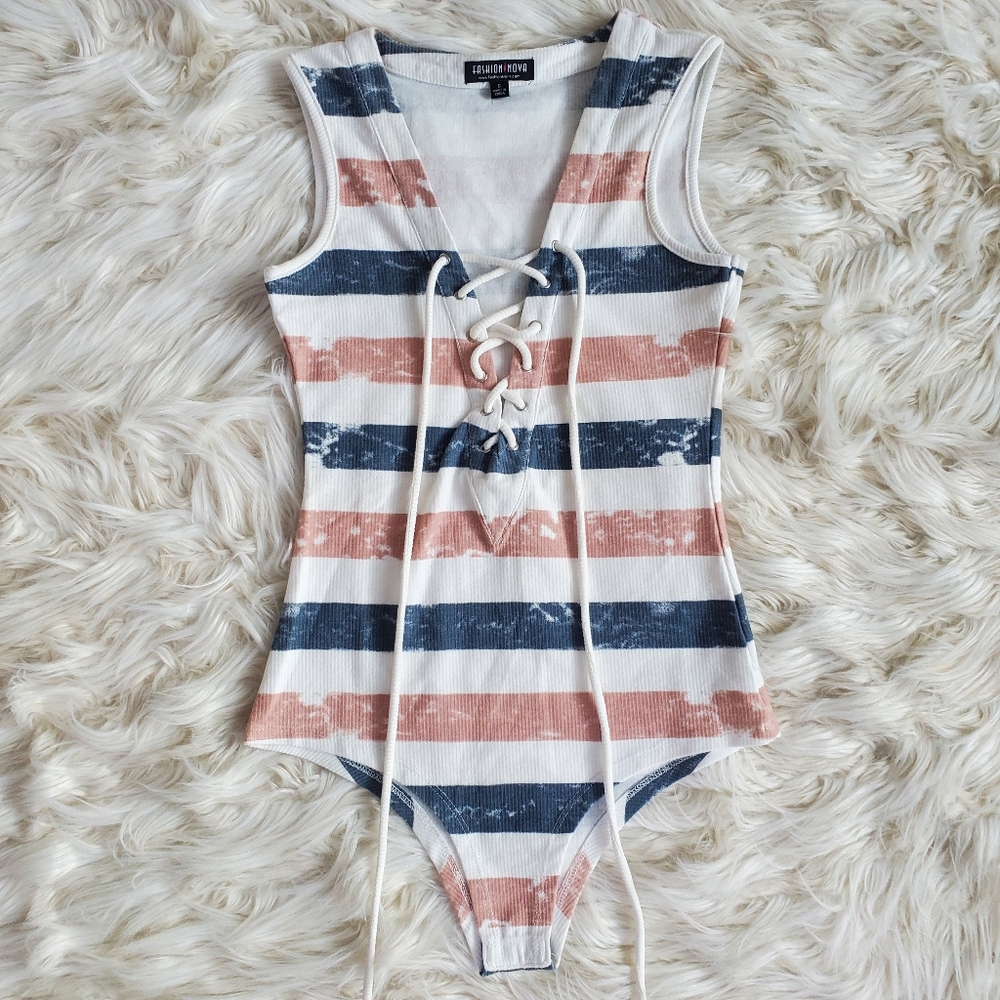 NEW - Ribbed Striped Bodysuit